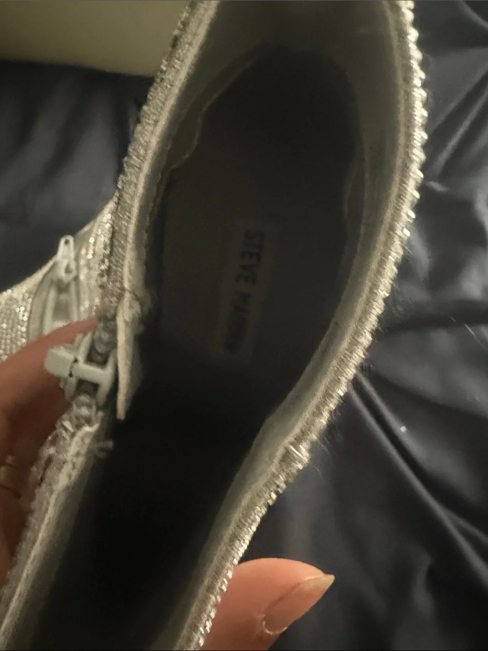Steve Madden Silver Crystal Pointed Toe Ankle Booties